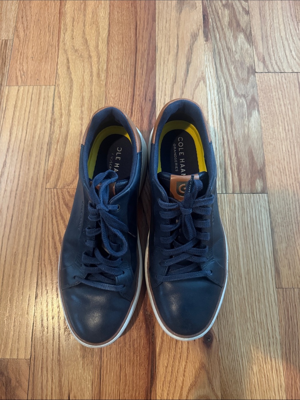 Cole Haan Navy Leather Low-Top Sneakers with White Trim